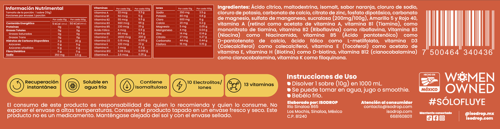 Pack de 15 sobres de 1 Lt- Sabor Naranja
