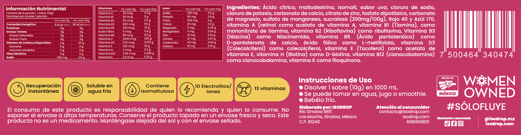 Pack de 15 sobres de 1 Lt- Sabor Uva