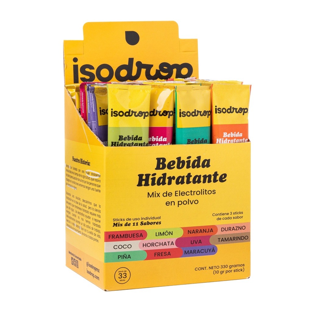 Caja de 33 sachets de 1 Lt - Mix de electrolitos en polvo
