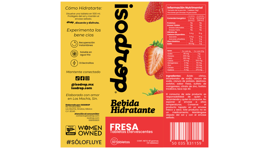 Pack de 3 Tubos Efervescentes - Sabor Fresa